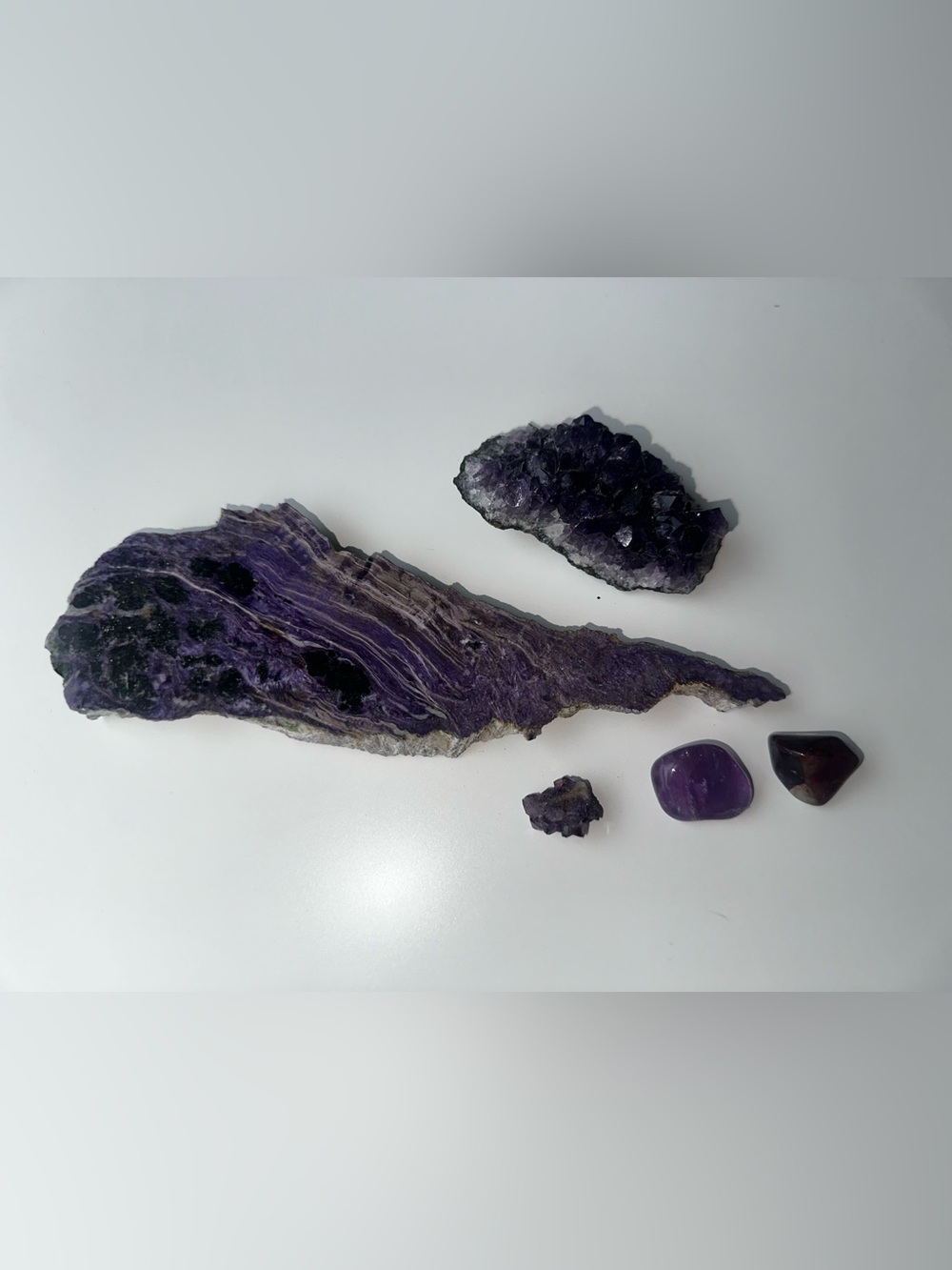 Purple Amethyst Cluster and Slice Home Accent - Natural Crystal Décor